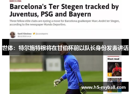世体：特尔施特根将在甘伯杯前以队长身份发表讲话